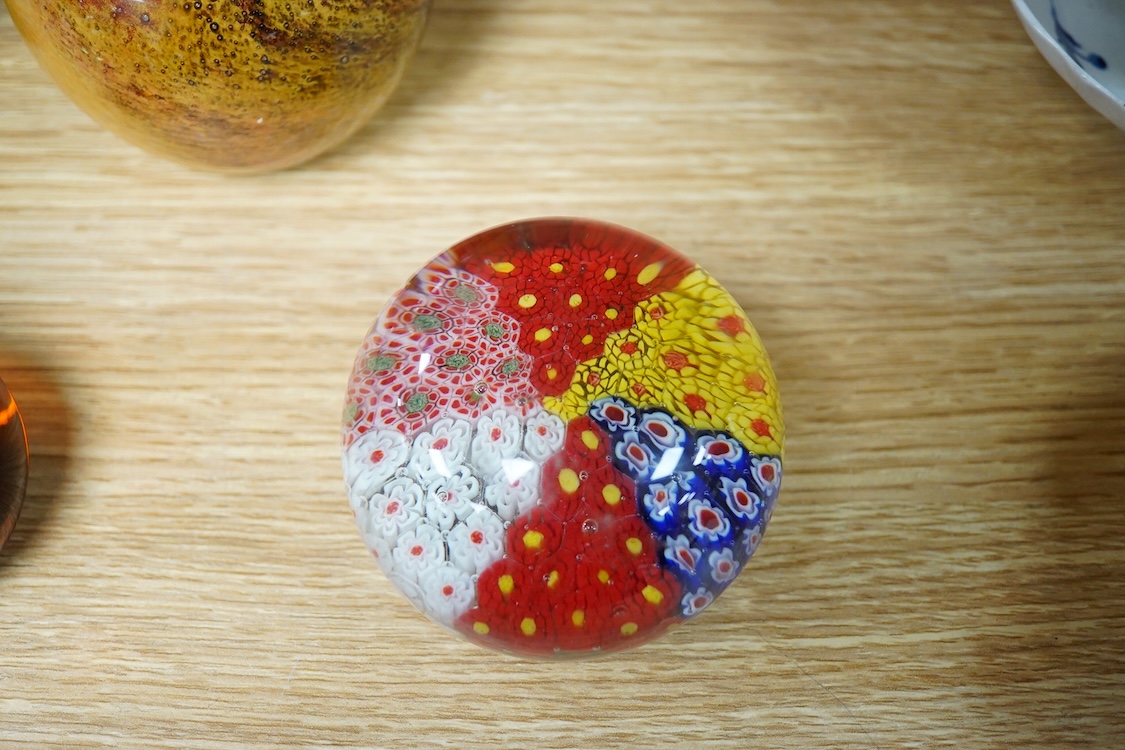 A Collection of five various glass paperweights, largest 11cm